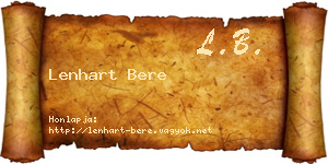 Lenhart Bere névjegykártya